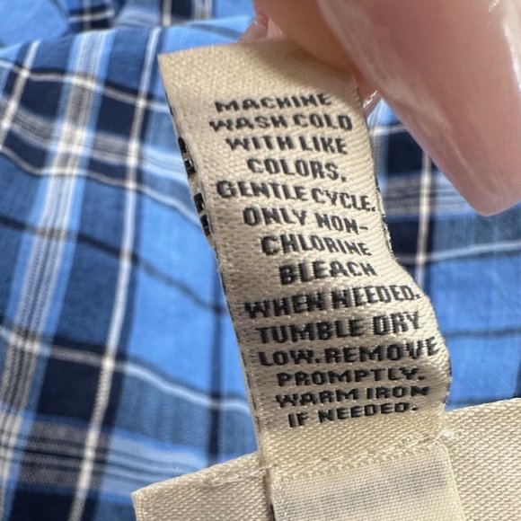 Brand New! St Johns Bay Peasant Top Blue Plaid Size OX Cotton & Rayon MSRP: $50 - Picture 4 of 9